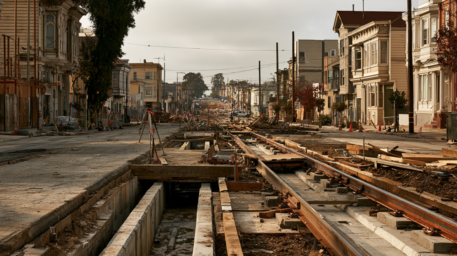 Illustration of an urban infrastructure construction project