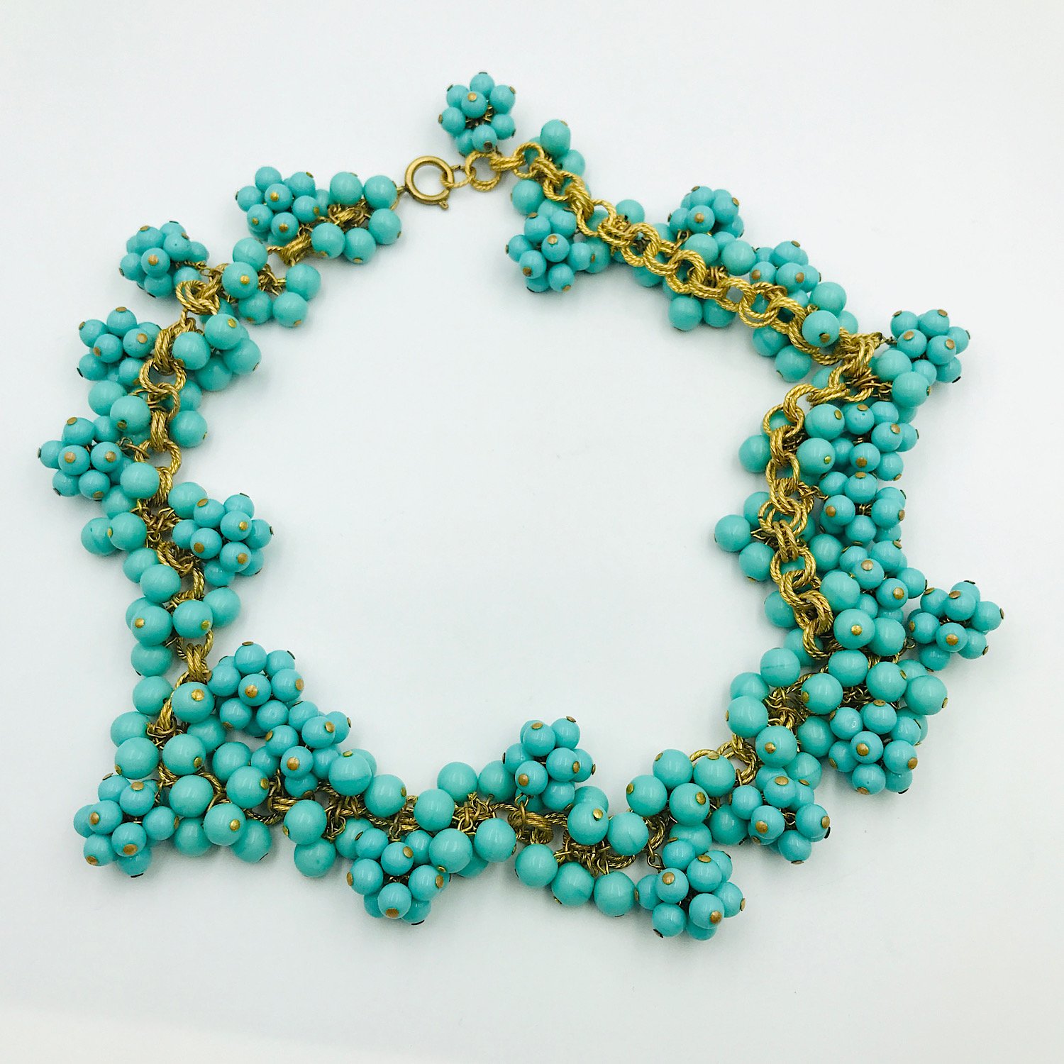 Chanel turquoise Gripoix Glass cluster bead Necklace — Simply Decorous