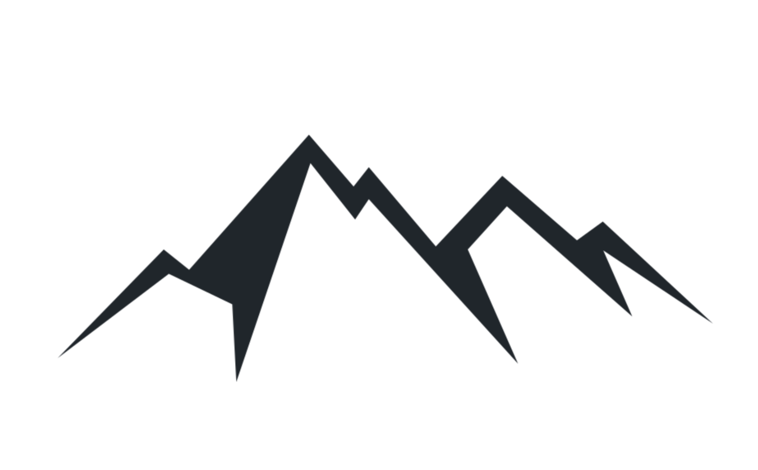 A white background with a black outline of a mountain range.