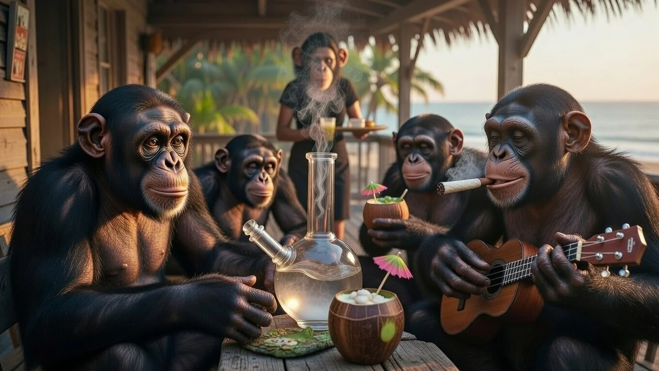 Elated chimps artwork