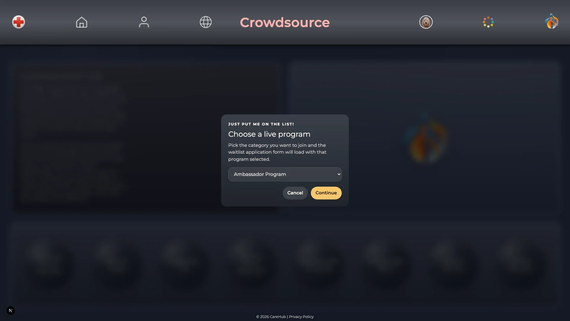 Crowdsource waitlist chooser modal