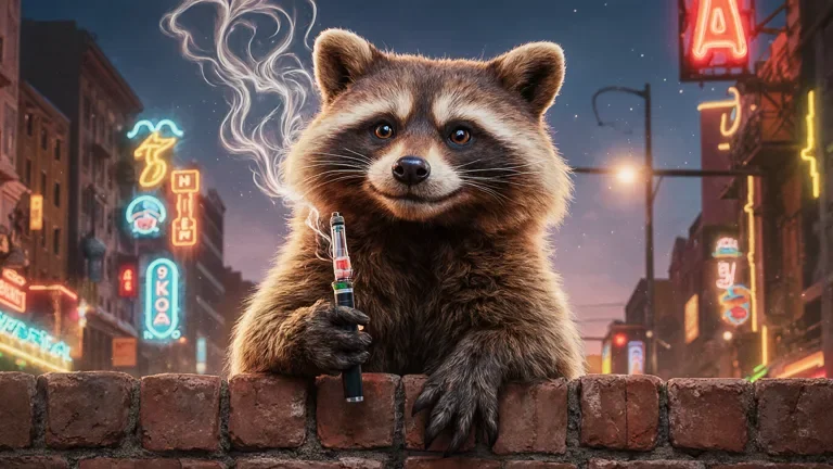 Cannabis raccoon artwork