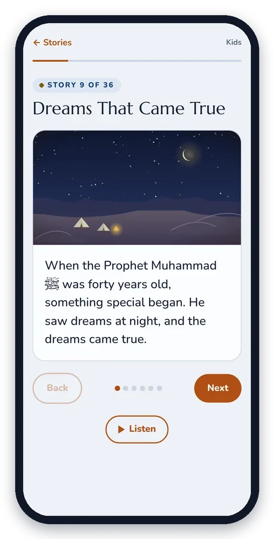 A Kids story in the app: Dreams That Came True