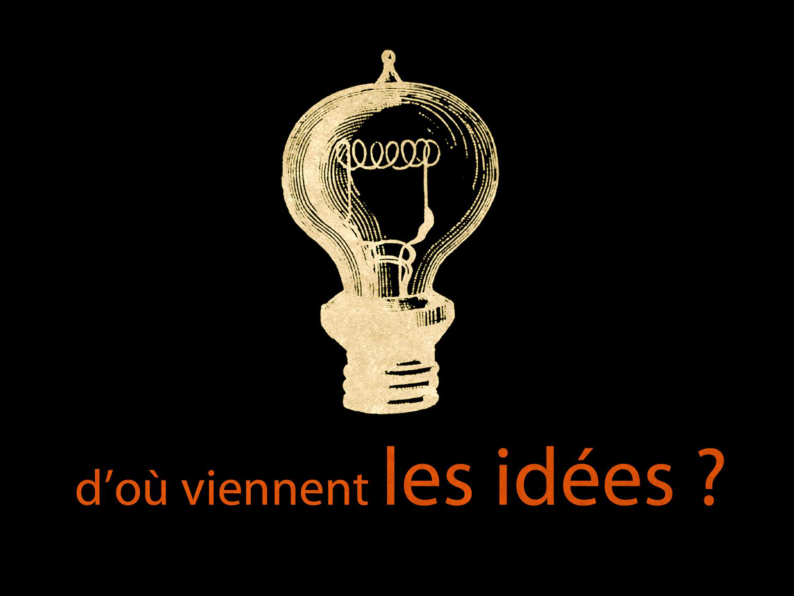 D’où viennent les idées ? — ampoule dorée sur fond noir