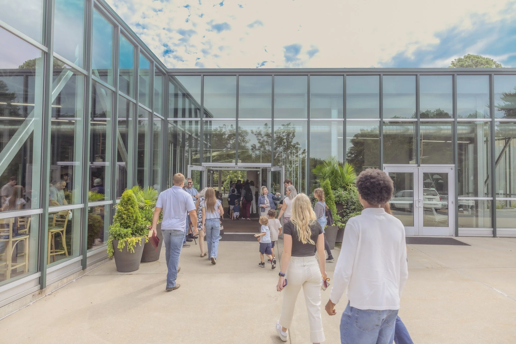 People entering Vine Church