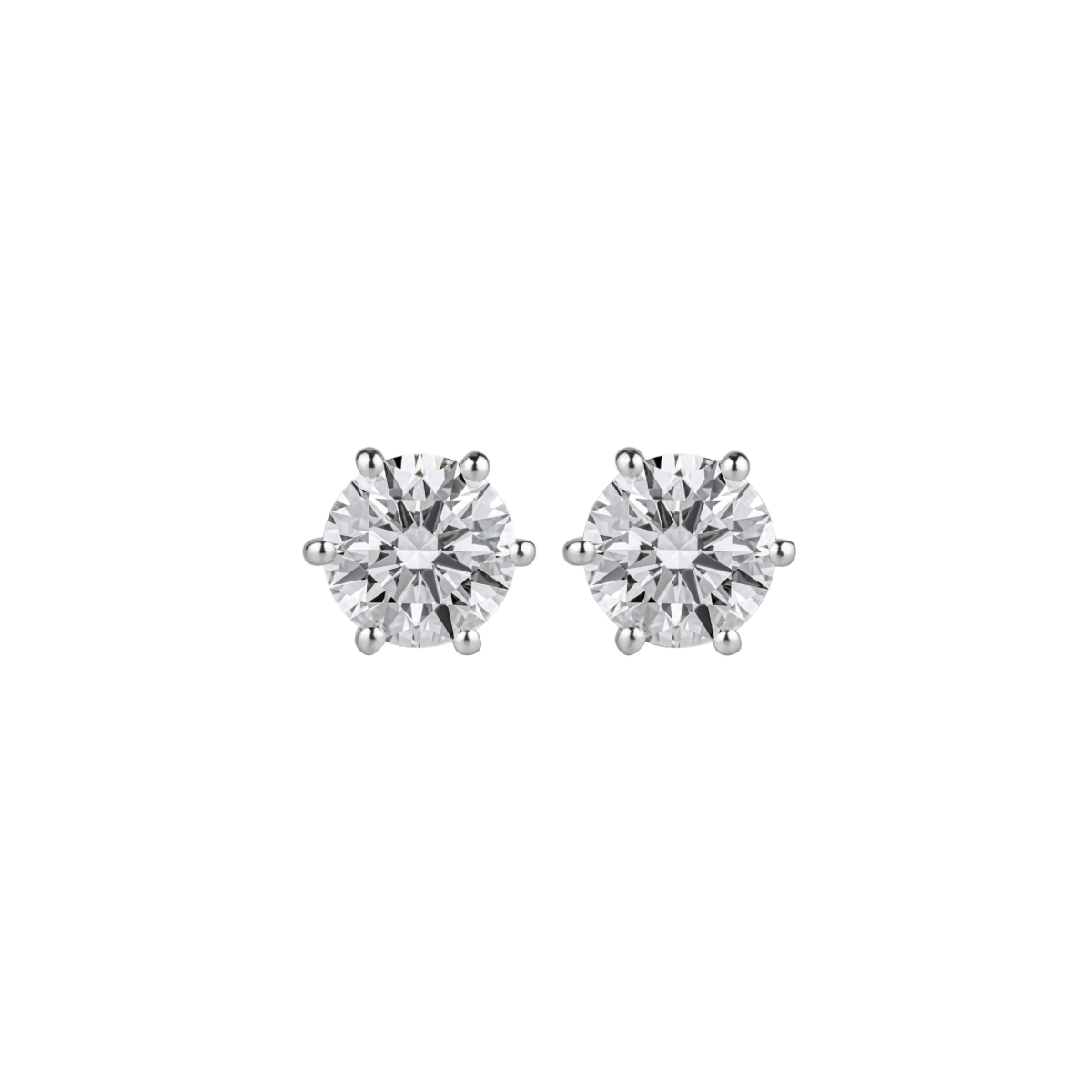 Pair of round brilliant diamond stud earrings