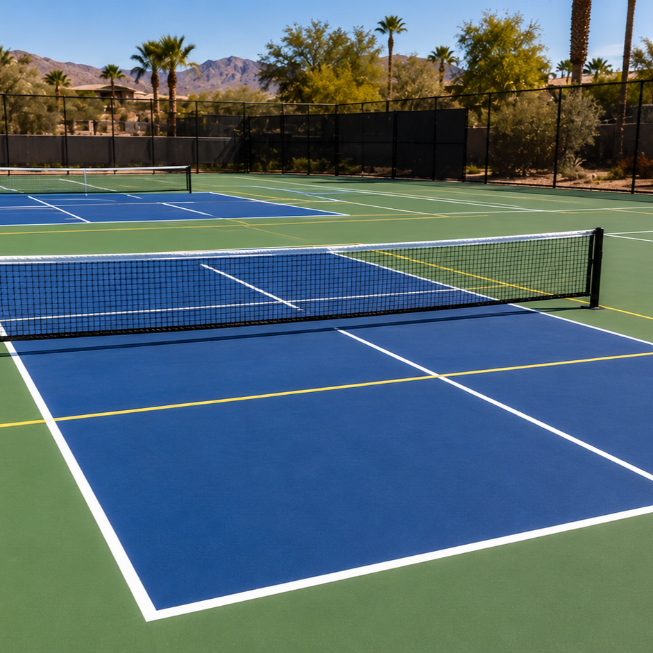tennis court conversion to pickleball with painted lines
