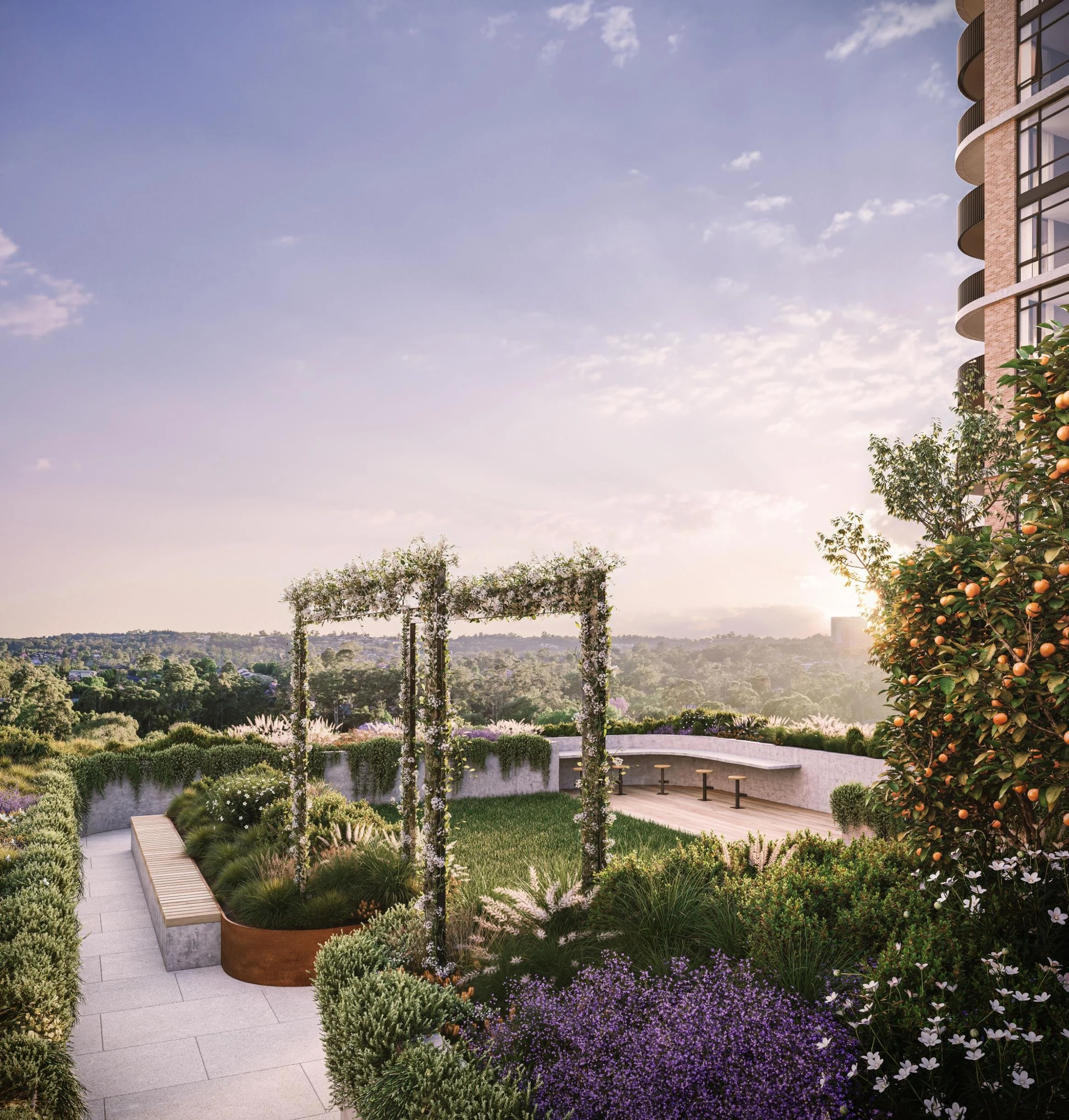 Showground Pavilion — rooftop garden and communal space