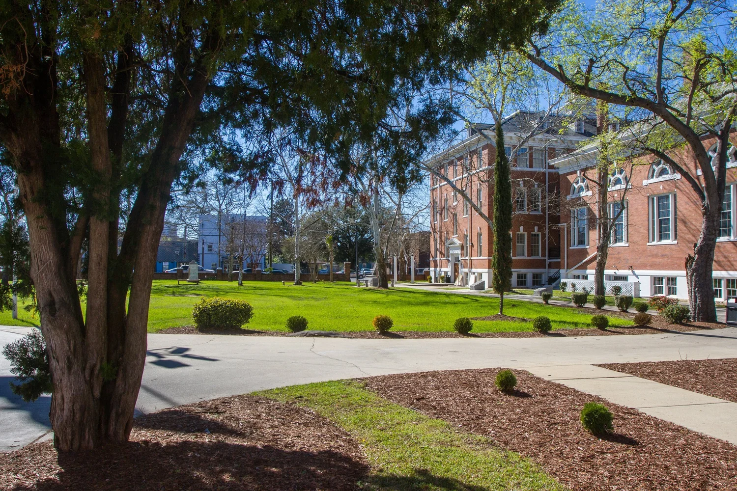 The Allen University campus lawn and historic buildings