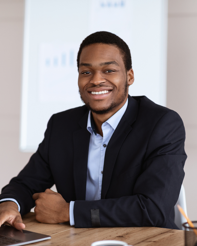 An Allen student in professional attire, ready for an interview