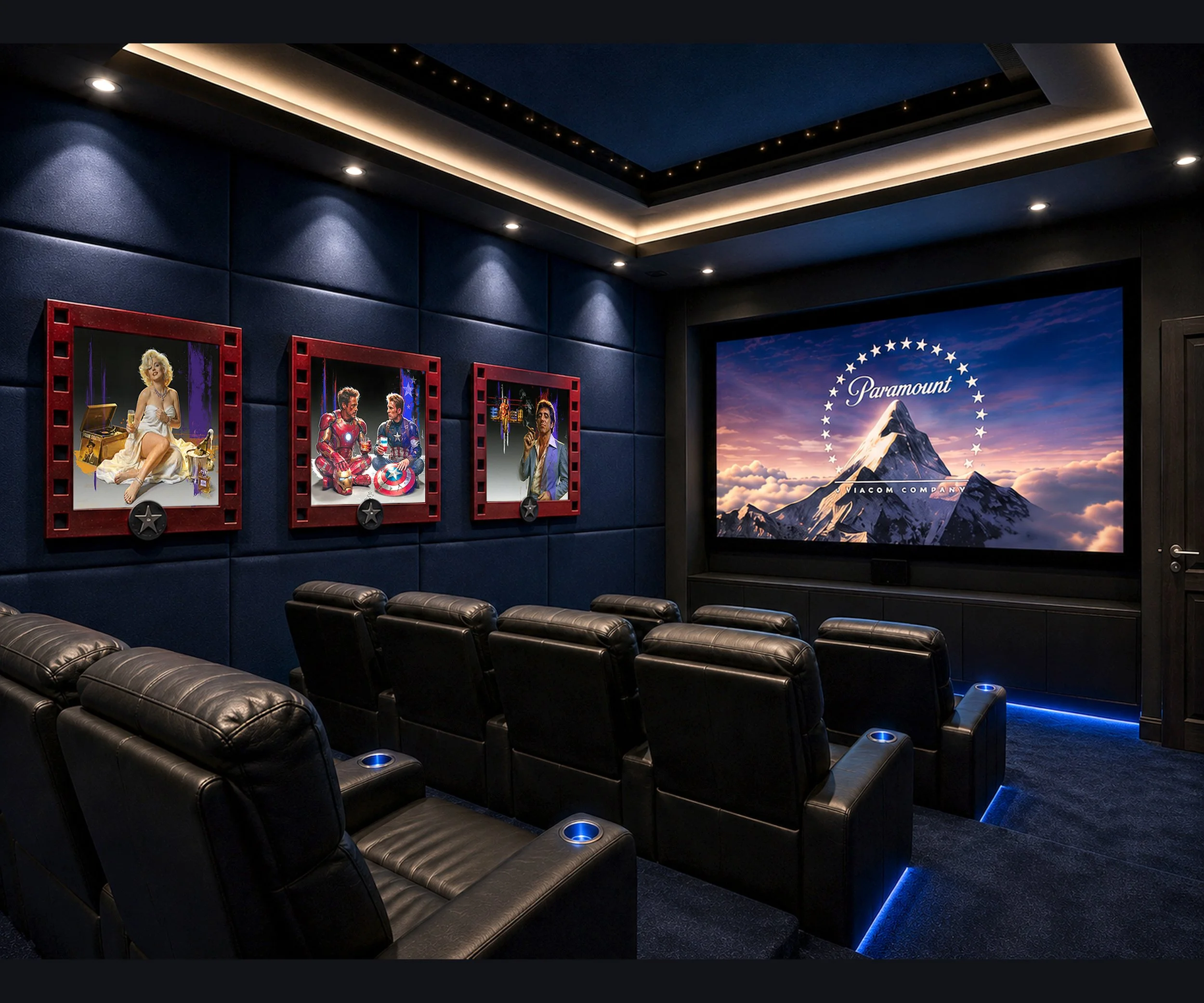 Adam Scott Rote Fine Art Displayed in Custom Home Theater