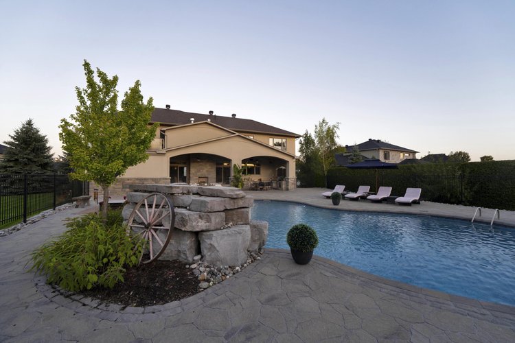 Pool and terrace at sunrise at 812 McManus