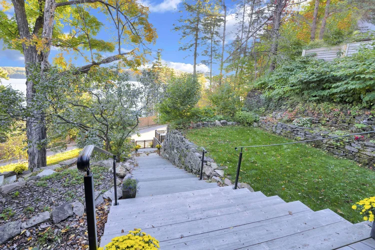 Stone steps to the waterfront at 755 Ch. du Lac-Meech, Chelsea