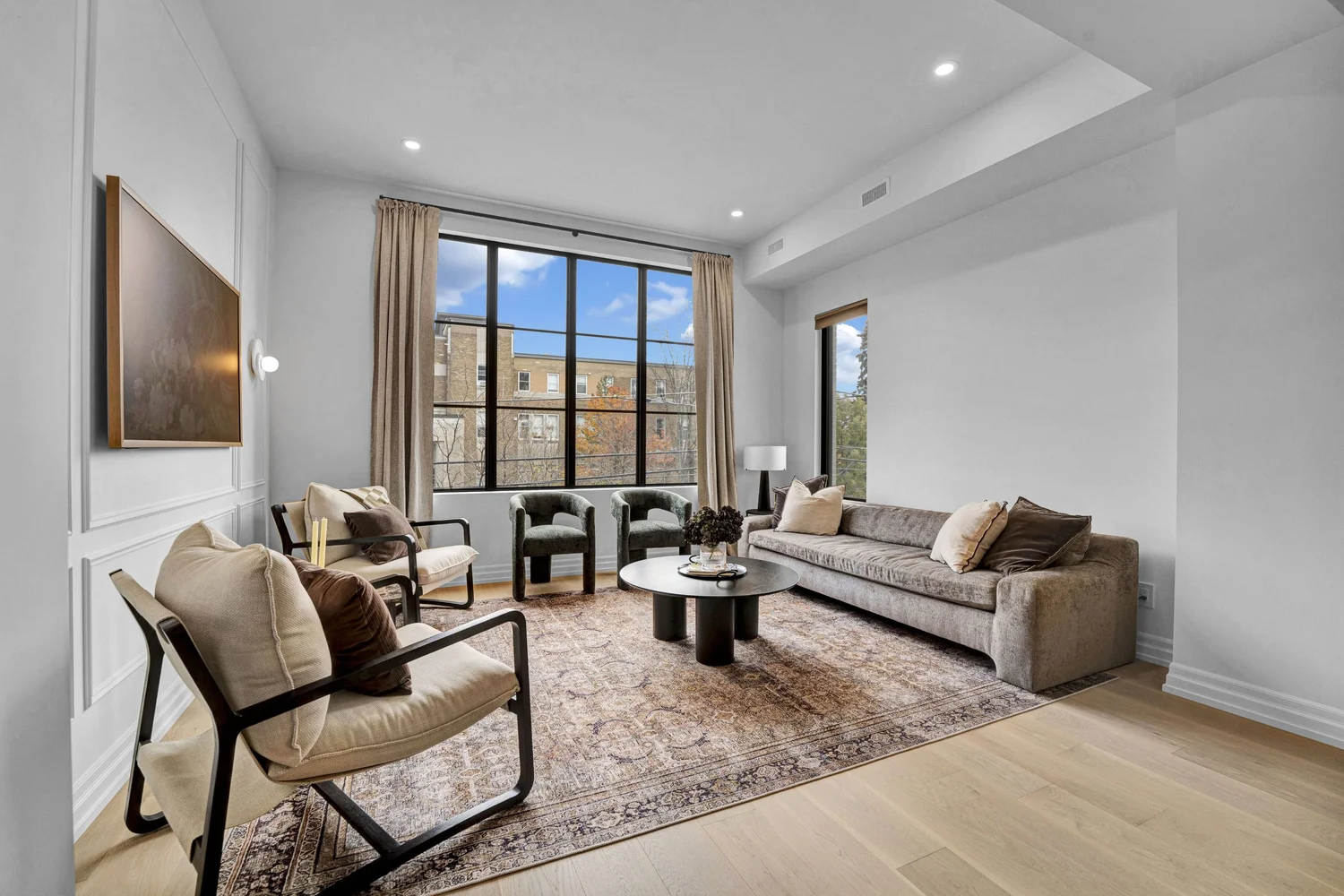 Living room and tall windows at 248 Main Street