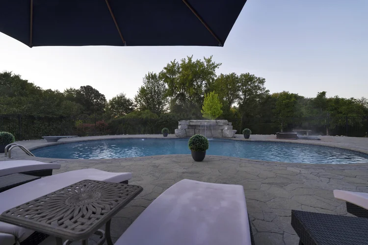 Pool and terrace at sunrise at 812 McManus
