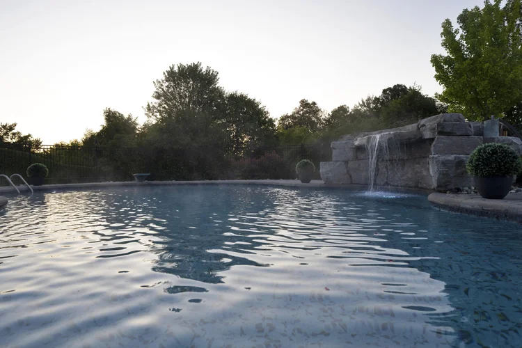 Pool and terrace at sunrise at 812 McManus