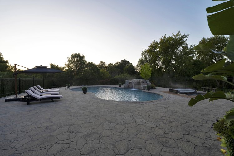 Pool and terrace at sunrise at 812 McManus