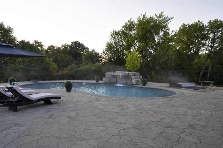 Pool and terrace at sunrise at 812 McManus