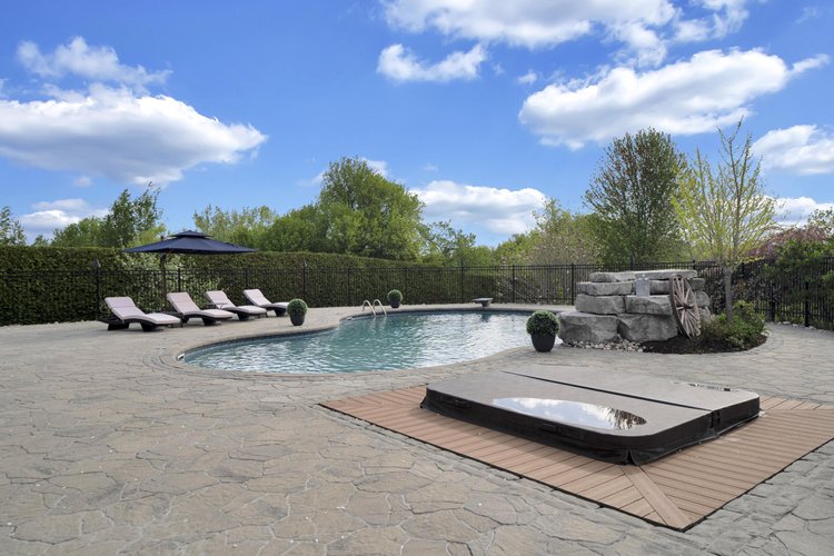 Pool terrace and spa at 812 McManus