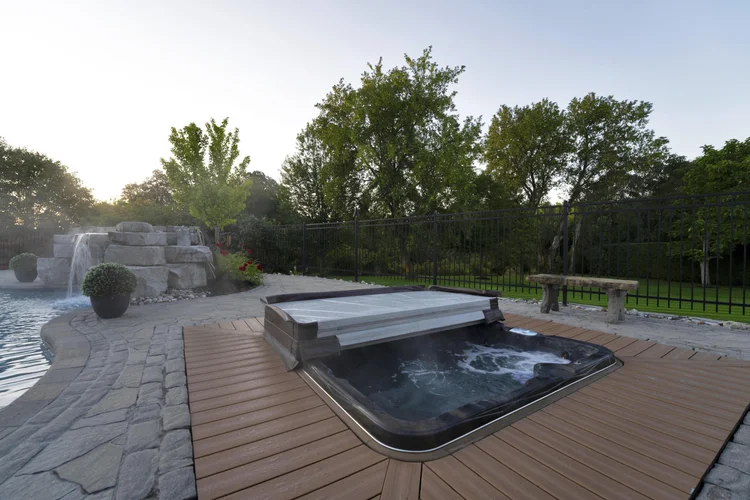Pool and terrace at sunrise at 812 McManus