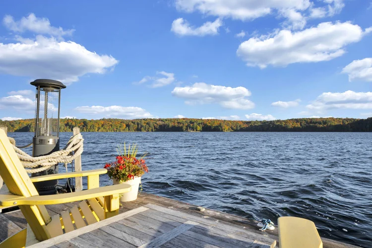 Clear lake views from the dock at 755 Ch. du Lac-Meech, Chelsea