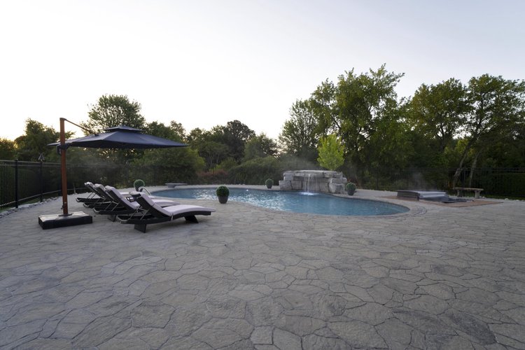 Pool and terrace at sunrise at 812 McManus