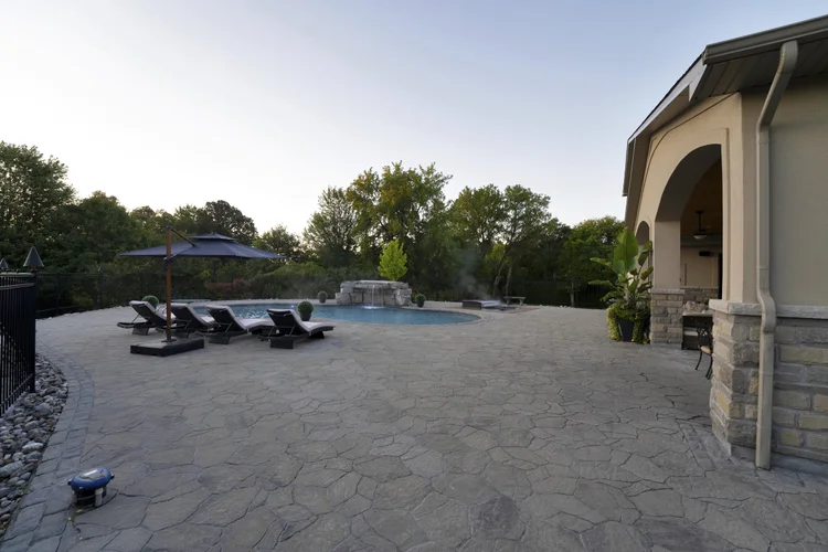 Pool and terrace at sunrise at 812 McManus