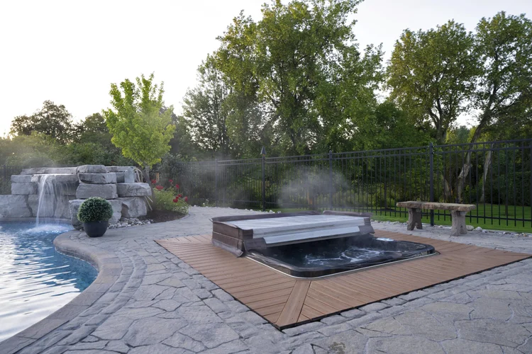 Pool and terrace at sunrise at 812 McManus