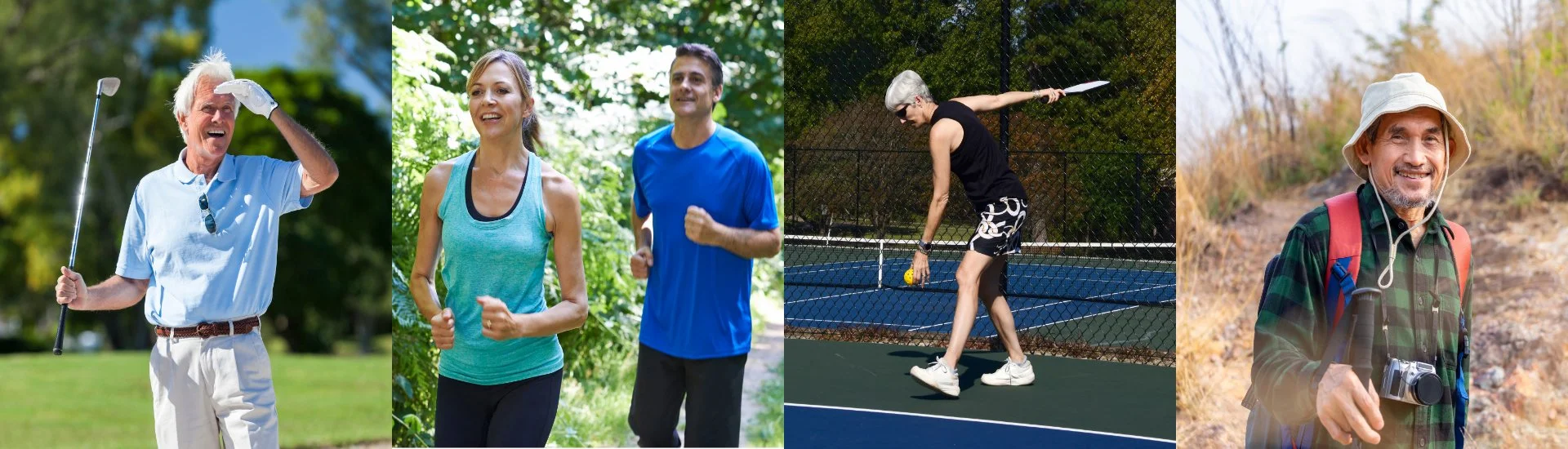 Golf, running, pickleball, hiking