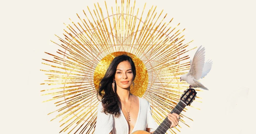 Scarlett with guitar and a dove