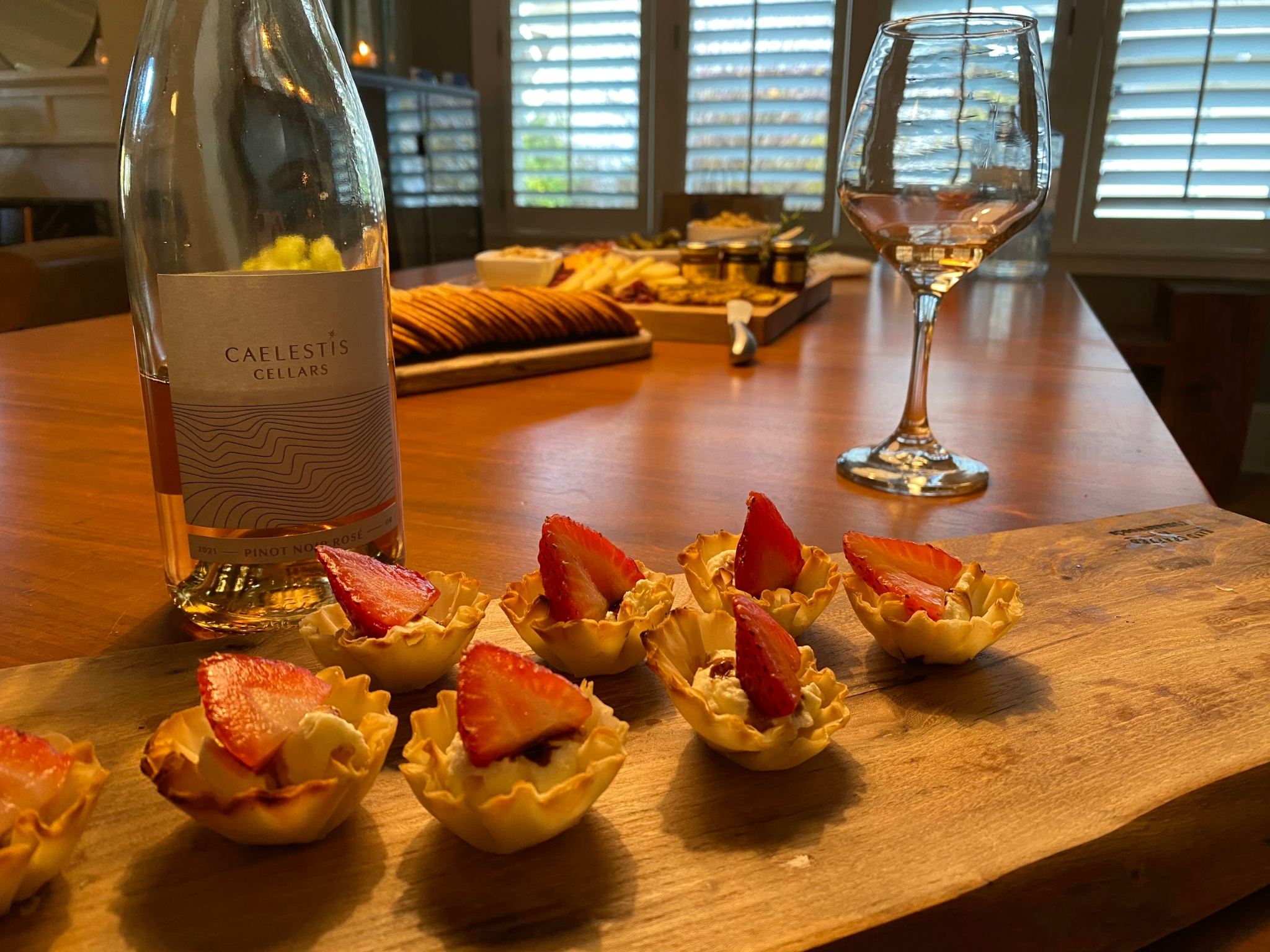 Caelestis Cellars rosé with wine and food pairings