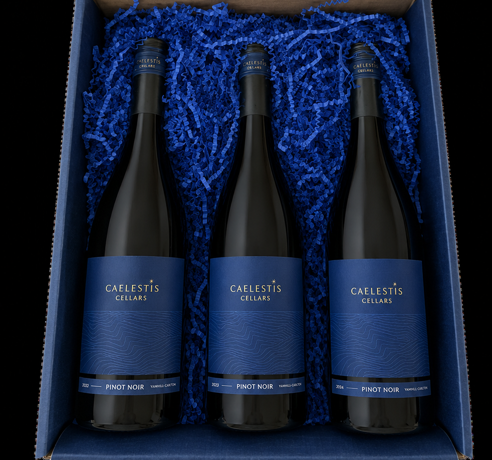 Caelestis Cellars Pinot Noir vertical gift box