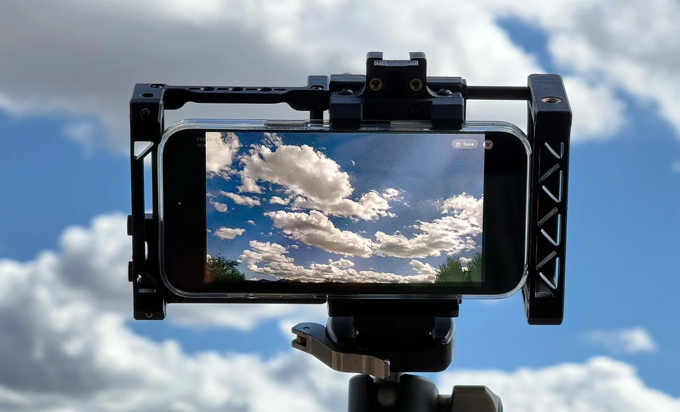 A Focus Test on the camera phone, mounted on the tripod