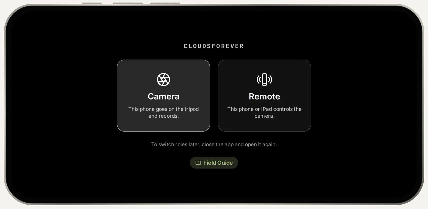 The role screen: Camera or Remote