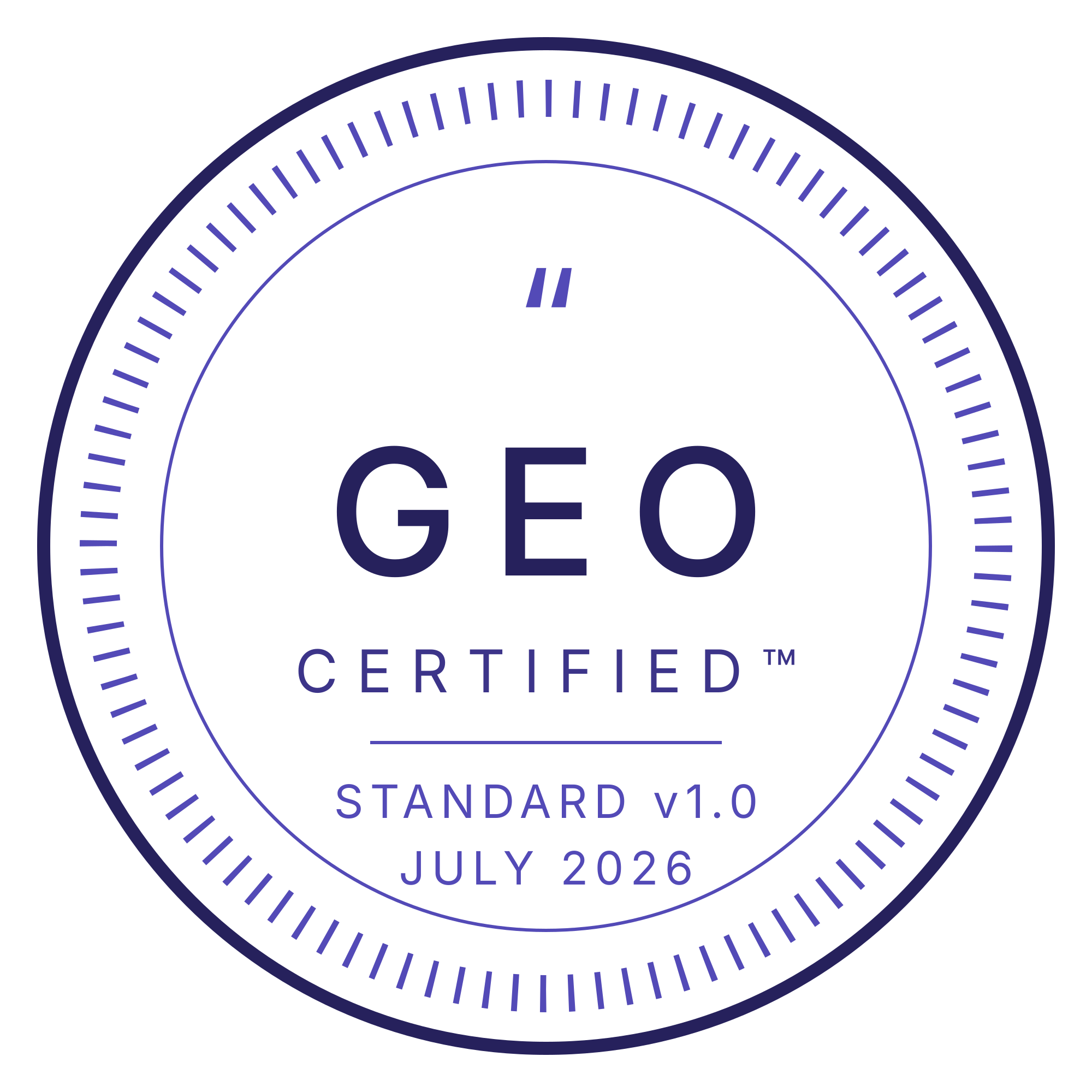 GEO Certified seal - outline light