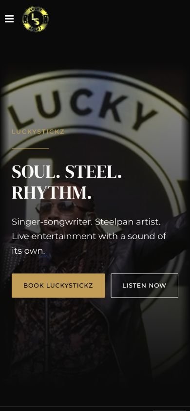 Current Luckystickz responsive mobile homepage