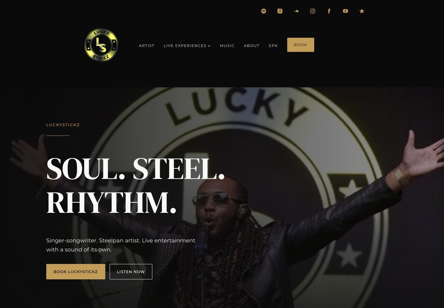 Current Luckystickz homepage, captured October 5, 2026