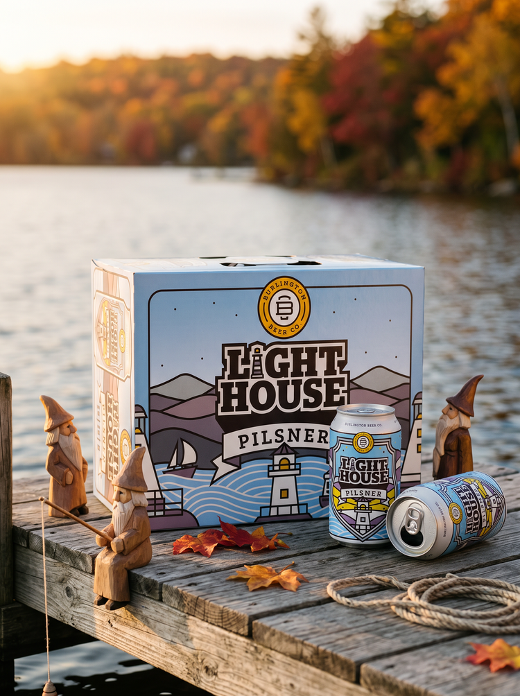Light House campaign image: 12-pack at the dock