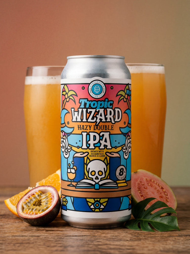 Tropic Wizard campaign image: Studio can, glasses and fruit