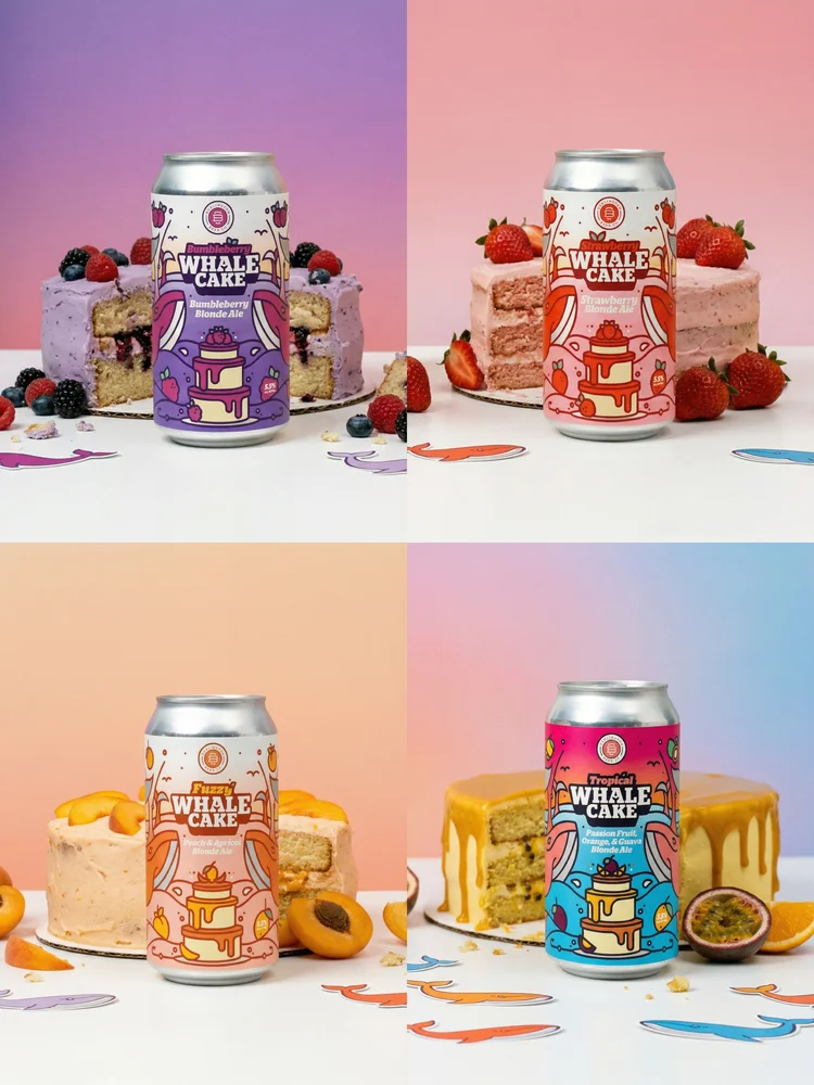 Whale Pod campaign image: Four component can-and-cake panels