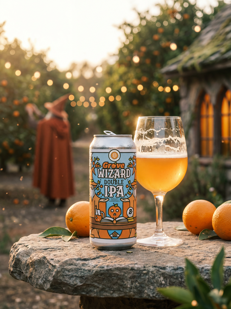 Grove Wizard campaign image: Orchard can and glass
