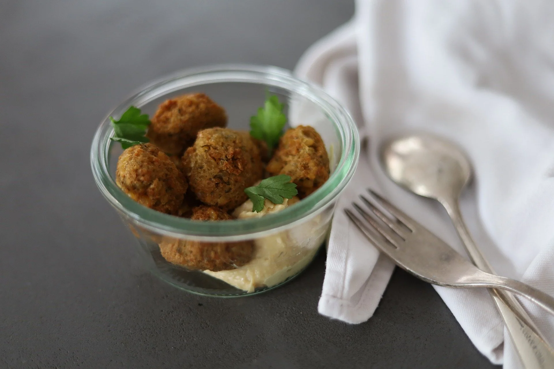 Falafel served with hummus and flatbread
