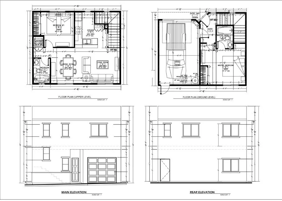 Townhome floor plans and elevations, Edenvale Ave La Mesa
