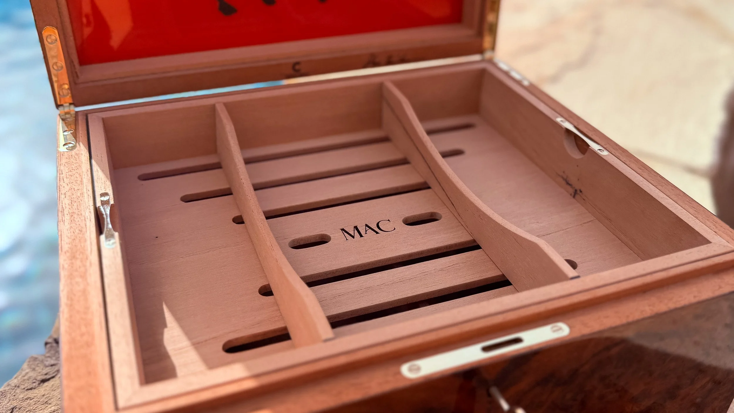 Spanish cedar tray with subtle monogram engraving