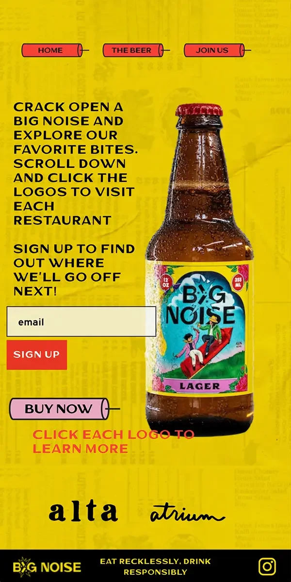 Big Noise Beer, mobile view