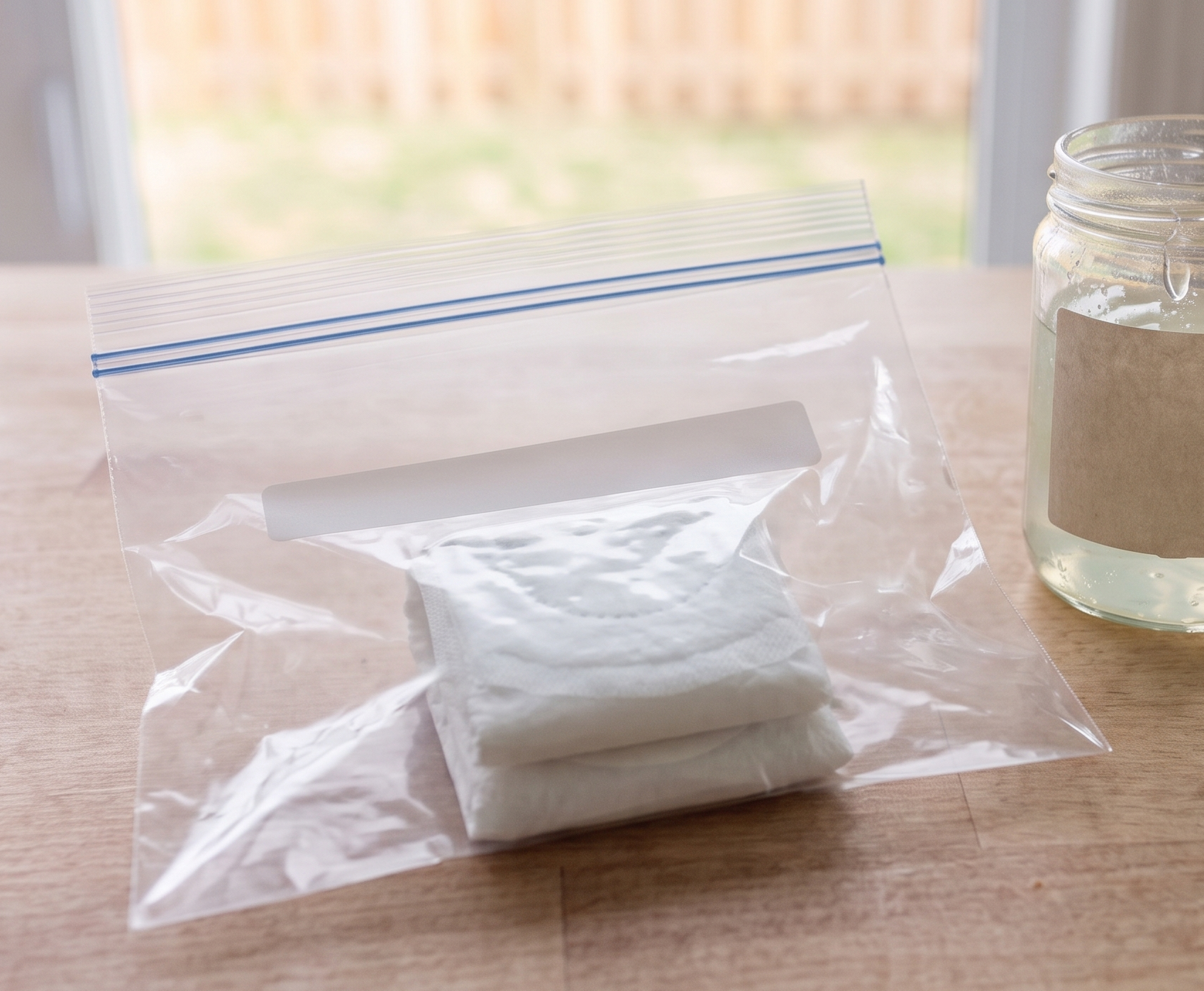 Folded towel slipped into a freezer bag to prepare padsicles