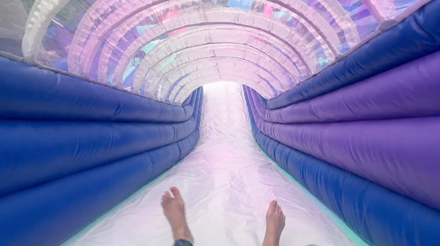 View from inside the new clear-roof Yeti Mine chute