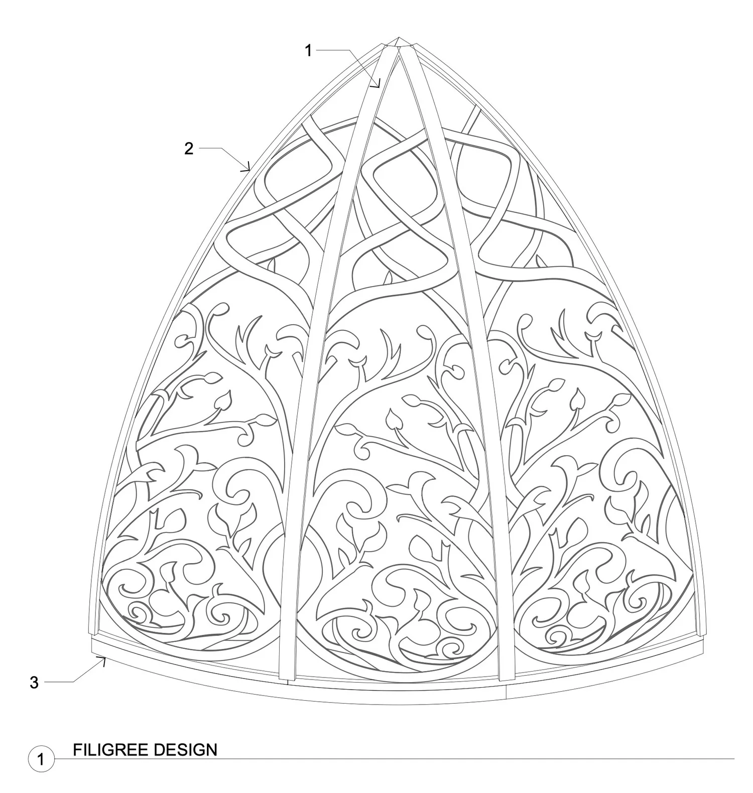 Detailed filigree pattern developed for the poinsettia lamp