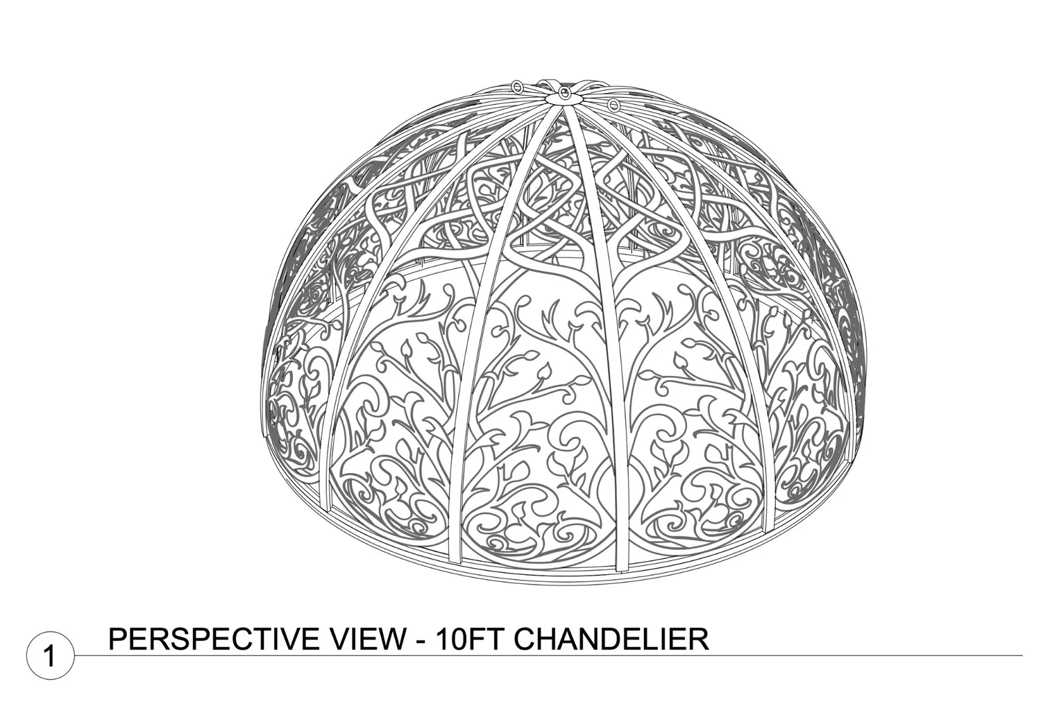 Perspective design drawing for the ten-foot poinsettia lamp