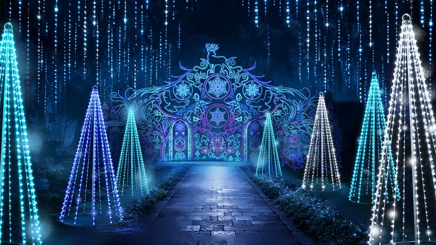 Chilly Celebration, a giant arctic mural of glowing lights